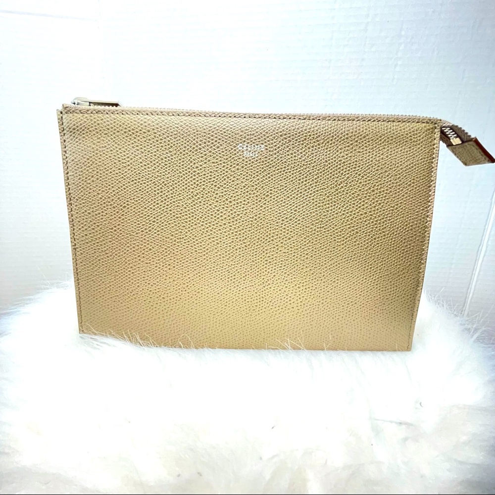 Celine Gold Leather Cosmetic Pouch